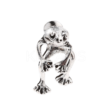 Alloy Frog Front Back Stud Earrings for Men Women LS-EJEW-H088-01AS-1