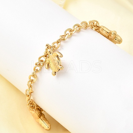 304 Stainless Steel Charm Bracelets BJEW-P368-07A-G-1