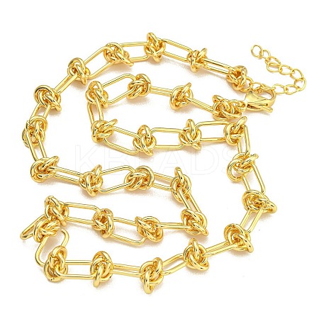 Rack Plating Brass Knot Link Chain Necklaces for Women NJEW-C059-24G-1