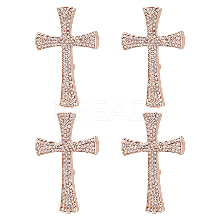 4Pcs Cross Rhinestone Lapel Pins JEWB-HY0001-50RG-1