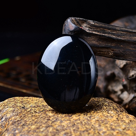 Natural Obsidian Oval Palm Stone Massager PW-WG63539-24-1