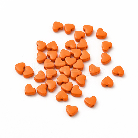 Heart Spray Painted Alloy Beads FIND-G053-01D-1