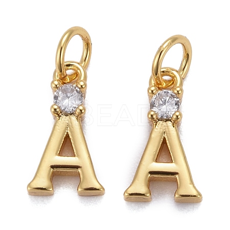 Brass Micro Pave Clear Cubic Zirconia Pendants ZIRC-Z011-35A-1