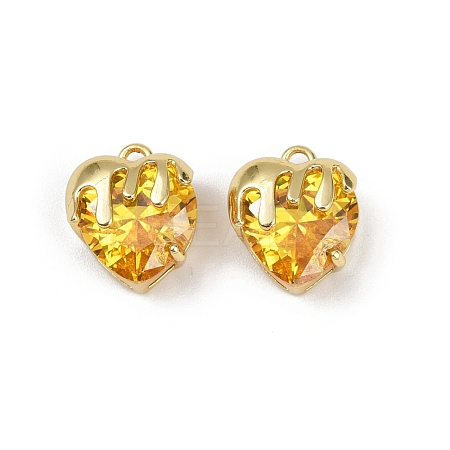 Brass Micro Pave Cubic Zirconia Charms KK-R226-06G-04-1