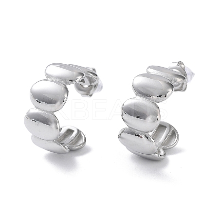 Non-Tarnish 304 Stainless Steel Oval Stud Earrings LS-EJEW-H115-25P-1