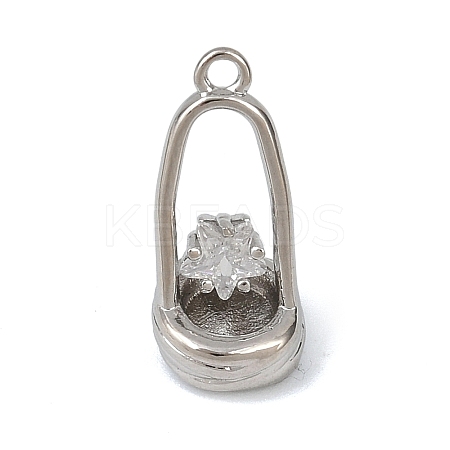Brass Micro Pave Clear Cubic Zirconia Pendants KK-G545-19P-1