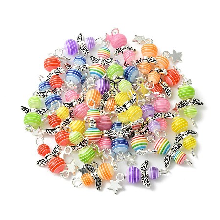 4 Sets Alloy Transparent Stripe Resin Beads Pendants FIND-PH0008-84-1