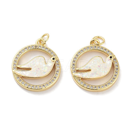 Brass Micro Pave Clear Cubic Zirconia Pendants KK-L213-024G-02-1