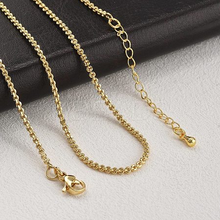 Brass Rolo Chains Necklaces for Women NJEW-D302-22G-1
