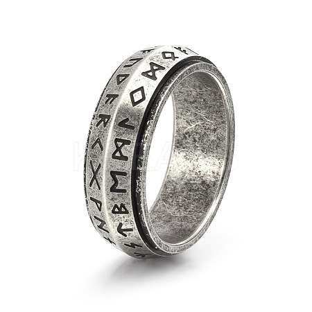 Rune Words Viking Amulet Stainless Steel Rotating Finger Ring PW-WG36209-27-1