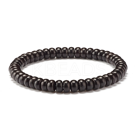 Black Coconut Shell Beads Stretch Bracelet BJEW-JB07353-1