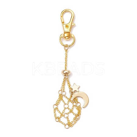 Moon Alloy Swivel Lobster Claw Clasps & Brass Cable Chains AJEW-JB01336-02-1