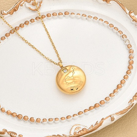 304 Stainless Steel Clear Cubic Zirconia Constellation Pendant Necklaces NJEW-R021-02G-06-1