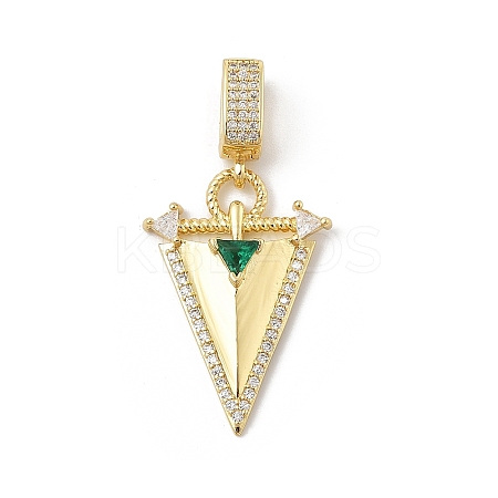 Brass Micro Pave Cubic Zirconia European Dangle Pendants KK-U047-17G-02-1