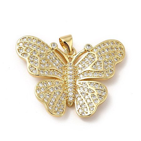 Rack Plating Brass Micro Pave Cubic Zirconia Pendants KK-E072-20G-1