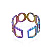 304 Stainless Steel Ring & Rectangle Wrap Cuff Ring RJEW-N038-087-3