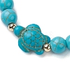 Round Synthetic Turquoise Beaded Stretch Bracelets BJEW-JB10269-04-2