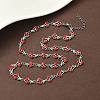 304 Stainless Steel Enamel Red Cherry Link Chain Necklaces for Women NJEW-K249-23G-3