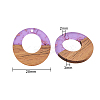 Transparent Resin & Walnut Wood Pendants RESI-CJ0001-73-2