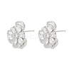 Brass Micro Pave Cubic Zirconia Stud Earring Findings KK-Z094-09P-3