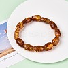 Natural Amber Beaded Stretch Bracelets for Men Women BJEW-T018-24-1