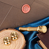 1Pc Golden Tone Brass Wax Seal Stamp Heads with Bamboo Stick Shaped Handles STAM-CP0001-05O-4