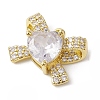Rack Plating Brass Micro Pave Clear Cubic Zirconia Pendants KK-H463-10G-01-2