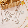 2Pcs 2 Colors  Aluminum Butterfly Tassel 3 Layered Waist Body Chains for Women Girls AJEW-HS0001-17-3
