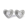Heart 304 Stainless Steel Clear Cubic Zirconia Stud Earring for Women EJEW-Z047-05P-02-1