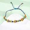 Flower Glass Seed Beaded Braided Bead Bracelets for Women Frineds BJEW-F493-10C-4