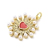 Brass Micro Pave Cubic Zirconia Enamel ABS Imitation Pearl Pendants KK-D325-22G-03-2