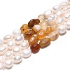 Natural Carnelian Nuggets & Natural Cultured Freshwater Pearl Beads Strands PEAR-N023-01A-03-2