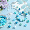 60Pcs 2 Styles Round Silicone Focal Beads with Fluorescence Acrylic Beads SIL-SP0001-01B-4