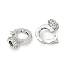 Brass Micro Pave Clear Cubic Zirconia Fold Oval Clasps KK-P302-10P-2