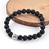 Buddha Head Natural Lava Rock Beaded Stretch Bracelets BJEW-JB02230-03-1