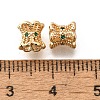 Brass Micro Pave Green Cubic Zirconia Beads KK-M318-24G-01-3
