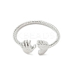 Footprint & Palm Brass Open Cuff Ring for Women RJEW-A040-03P-2