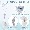 Plush Cloth Fabric Round & Polymer Clay Rhinestone Heart Pendant Hanging Ornament HJEW-DR00080-3