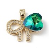 Real 18K Gold Plated Rack Plating Brass Micro Pave Clear Cubic Zirconia Pendants KK-C015-26G-10-1