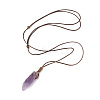 Natural Amethyst Nugget Pendant Necklace with Waxed Cord for Women NJEW-F306-01B-2