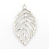 Long Hollow Leaf Alloy Pendants PALLOY-O024-01-1