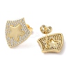 Rack Plating Brass Micro Pave Cubic Zirconia Stud Earrings EJEW-M230-15G-2