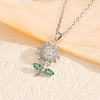 Brass Crystal Rhinestone Sunflower Pendant Necklaces JV9575-2