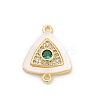 Brass Micro Pave Clear Cubic Zirconia & Shell Connector Charms KK-M303-03G-12-1