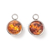 304 Stainless Steel Glass Rhinestone Charms X-STAS-E052-56C-1