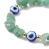 Natural Green Aventurine Chips & Resin Evil Eye Braided Bead Bracelet BJEW-JB08495-07-4