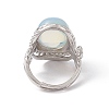 Gemstone Oval Adjustable Ring RJEW-P041-01P-4