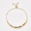 Adjustable Brass Cubic Zirconia Slider Bracelets BJEW-S142-01B-G-1