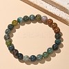 Natural Indian Agate Bead Stretch Bracelets X-BJEW-K212-B-010-2