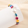 Dyed Natural Shell Nuggets & Shell Pearl Beaded Bracelets BJEW-JB14208-2
